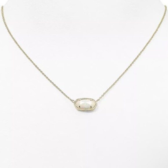 Kendra Scott Elisa Gold Plated Pendant Necklace Prong set Ivory Mother-of-Pearl - Picture 11 of 11